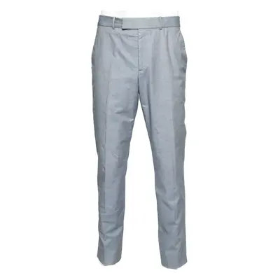 Alexander McQueen Blue Textured Cotton Formal Trouser