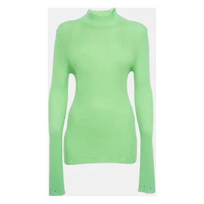 Les Rêveries Acid Green Cashmere Turtleneck Sweater