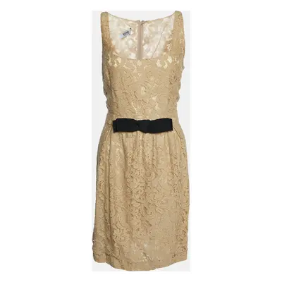 Moschino Cheap and Chic Beige Lack Bow Detail Sleeveless Midi Dress