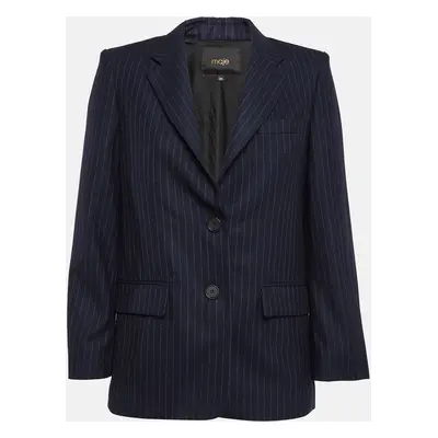 Maje Blue Pinstripe Wool Oversized Blazer