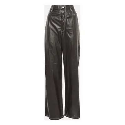 Helmut Lang Black Leather Straight Leg Pants