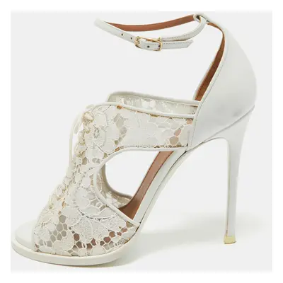 Givenchy White Leather and Mesh Ankle Strap Sandals Size