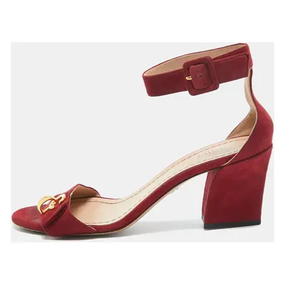 Dior Red Suede C'est Ankle Strap Sandals Size