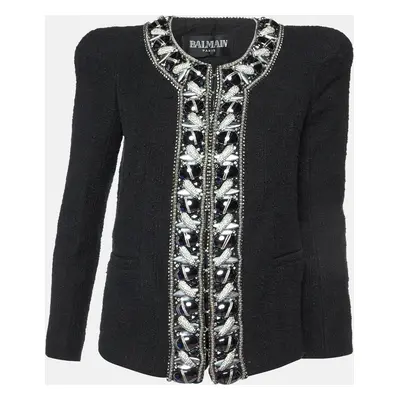 Balmain Black Embellished Tweed Jacket