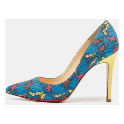 Christian Louboutin Blue Fabric Afri Loubi Pigalle Pumps Size