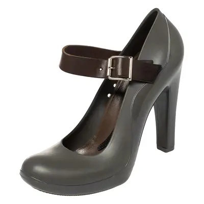 Marni Grey Jelly and Leather Mary Jane Pumps Size