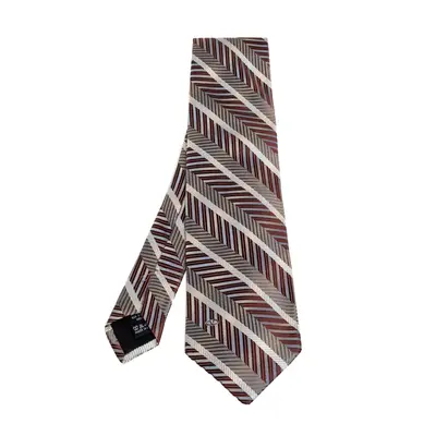 Valentino Brown Diagonal Striped Traditional Silk Tie