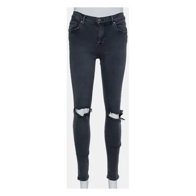 Grlfrnd Grey Denim Distressed Skinny Candice Jeans