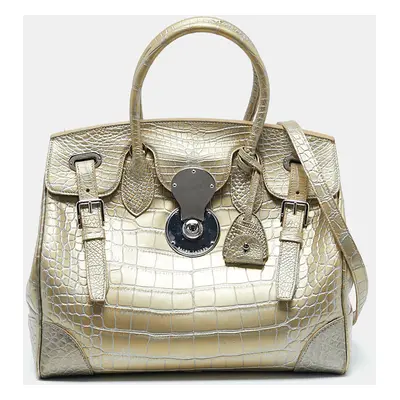 Ralph Lauren Gold Alligator Ricky Tote