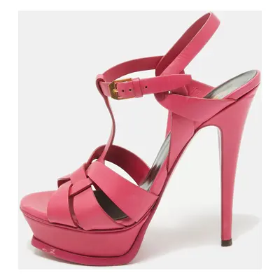 Saint Laurent Pink Leather Tribute Sandals Size 37.5