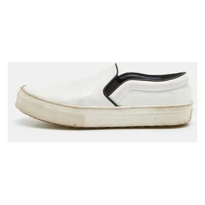 Celine White/Black Leather Slip On Sneakers Size