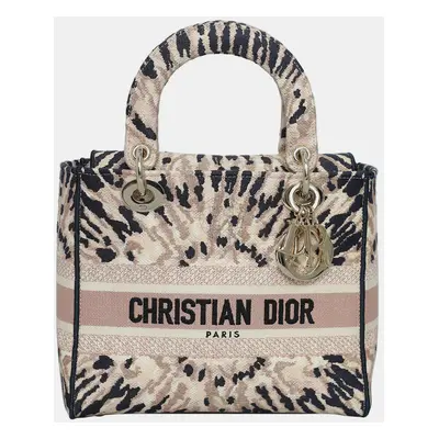 Christian Dior Medium Tie Dye Embroidery Canvas Lady D-Lite Bag