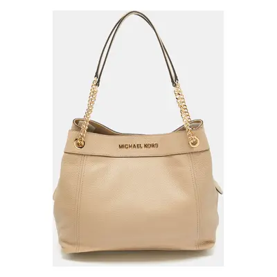 Michael Kors Beige Leather large Jet Set Chain Shoulder Bag