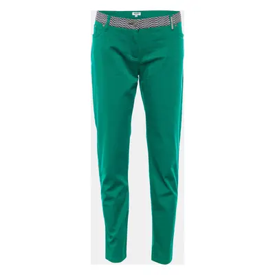 Kenzo Green Cotton Contrast Waist Band Trousers