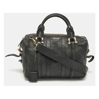 Burberry Black Grain Leather Boston Bag