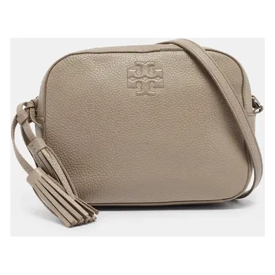 Tory Burch Grey Pebbled Leather Thea Camera Crossbody Bag