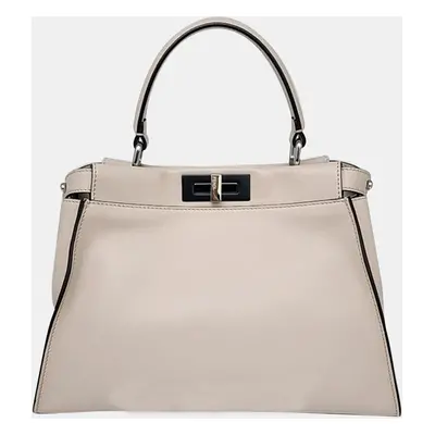 Fendi Neutral Leather Peekaboo Medium Satchel Bag