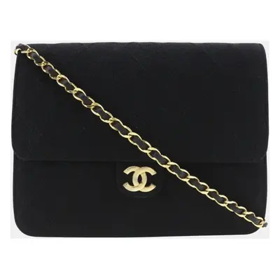 Chanel Black Fabric Flap Bag Shoulder Bag