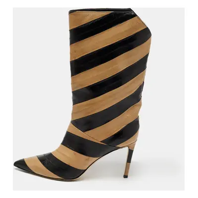 Jimmy Choo Black/Tan Striped Eel Beren Booties Size