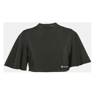 Louis Vuitton Black Jersey Cap Sleeves Crop Top