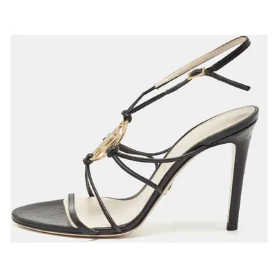 Versace Black Leather Medusa Ankle Strap Sandals Size 39.5