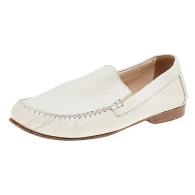 Bottega Veneta White Leather Slip On Loafers Size