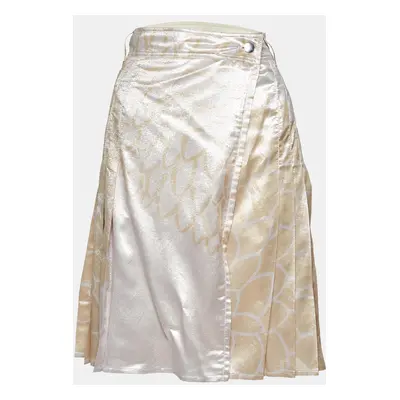 Prada Metallic Lurex Silk Blend Pleated Mini Skirt