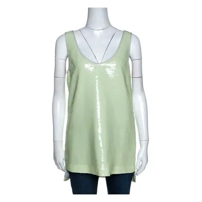 Diane Von Furstenberg Light Green Sequined Desta Tank Top