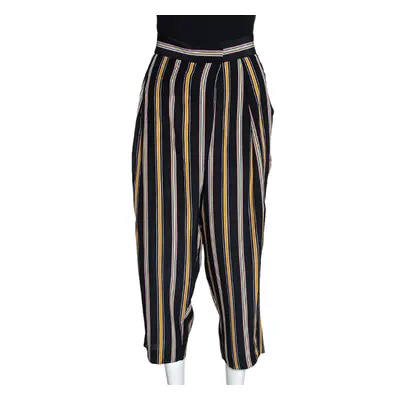 Chloe Multicolor Silk Rough Striped Cropped Trousers