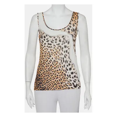 Just Cavalli Beige Animal Printed Knit Tank Top