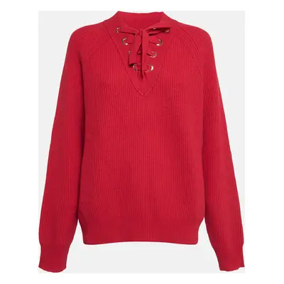 Zadig & Voltaire Red Rib Knit Lace-Up Kassy LC Sweater