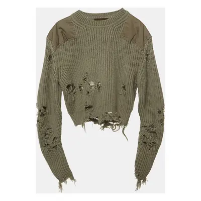 Yeezy Season Green Destroyed Military Rib Wool Cropped Sweater