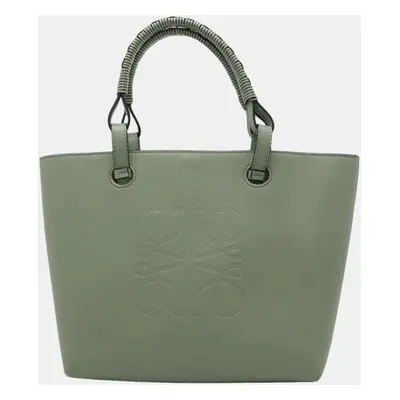 Loewe Green Leather Anagram Tote Bag