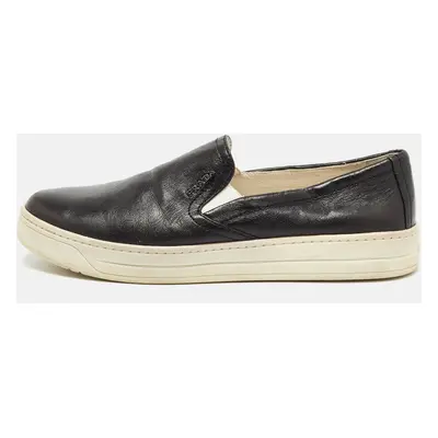 Prada Sport Black Leather Slip On Sneakers Size