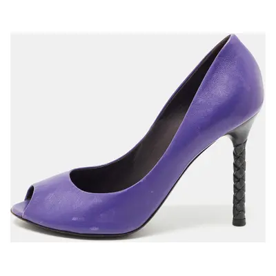 Bottega Veneta Purple Suede Peep Toe Pumps Size 39.5