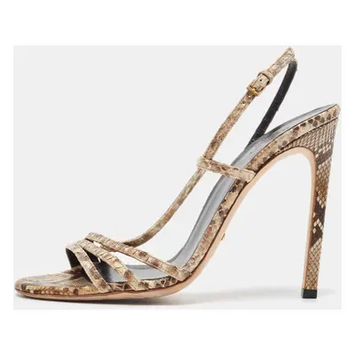 Gucci Brown/Beige Python Slingback Sandals Size