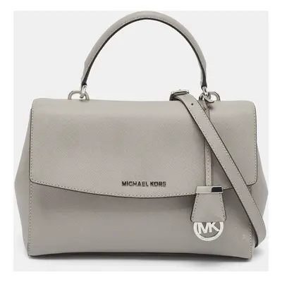 Michael Kors Grey Leather Medium Ava Top Handle Bag