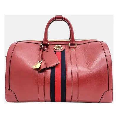 Gucci Red Leather Medium Savoy Duffle Bag