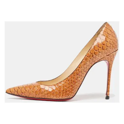 Christian Louboutin Gold Python Leather Pointed Toe Pumps Size 38.5