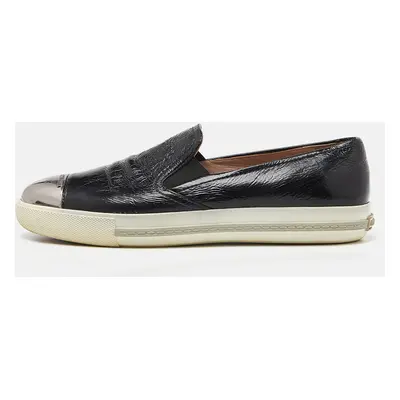 Miu Miu Black Patent Leather Slip On Sneakers Size