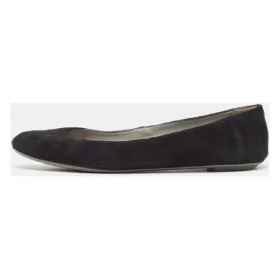 Sergio Rossi Black Suede Round Toe Ballet Flats Size 39.5