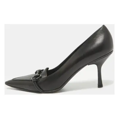 Gucci Black Leather Horsebit Pointed Toe Pumps Size 38.5