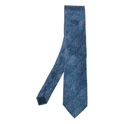 Lanvin Blue Abstract Print Silk Tie