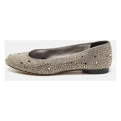 Gina Grey Crystal Embellished Satin Ballet Flats Size