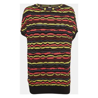 M Missoni Multicolor Patterned Knit Short Sleeve Sweater Top