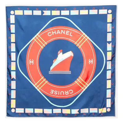 Chanel Navy Blue Cruise Print Silk Square Scarf