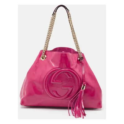 Gucci Magenta Patent Leather Soho Chain Tote