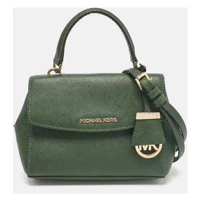 Michael Kors Dark Green Leather Extra Small Ava Top Handle Bag