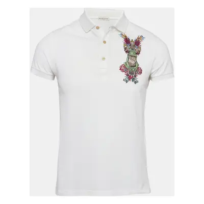 Etro White Embroidered Cotton Polo T-Shirt