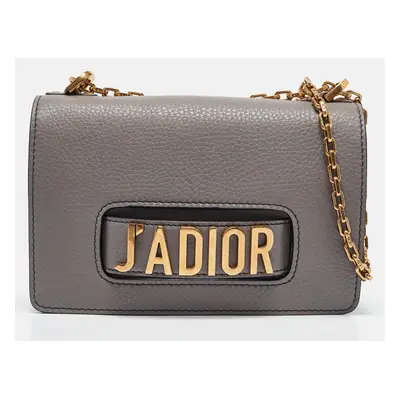 Dior Grey Leather Medium J'Adior Flap Shoulder Bag